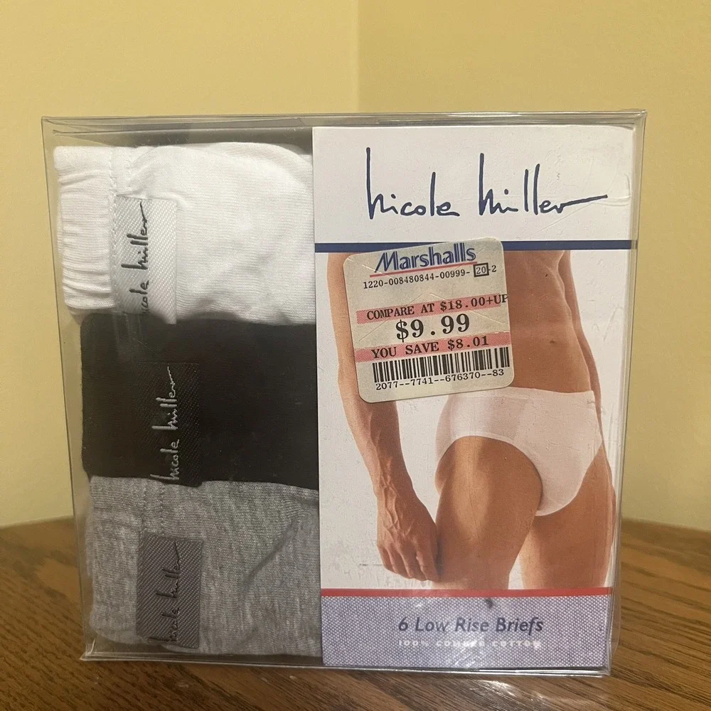 Vtg Y2K Nicole Miller Men's Underwear Low Rise Briefs NEW 100% Combed Cotton